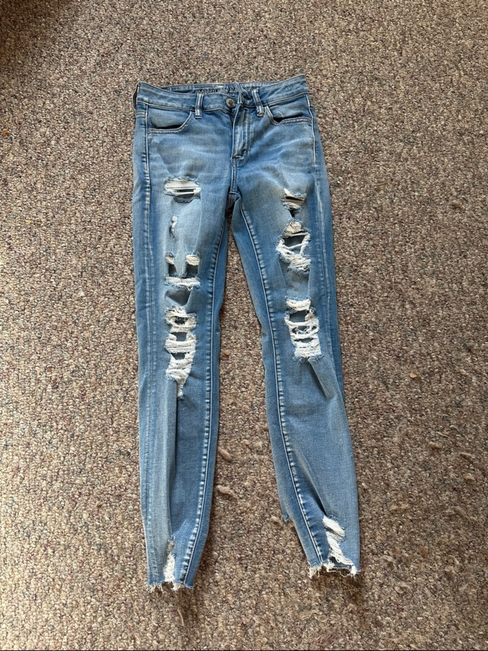 American Eagle Outfitters Distressed Light Blue Skinny Jeans